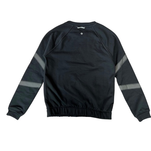 Lululemon Sweatshirt Home Stretch Crew Black Silver Size 4 Style W3G21S‎ Running - Picture 1 of 10